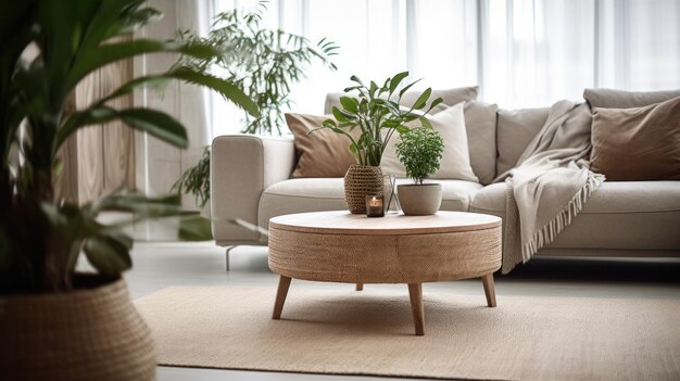 Contemporary Danish styled living room in art deco Australian apartment Space for text