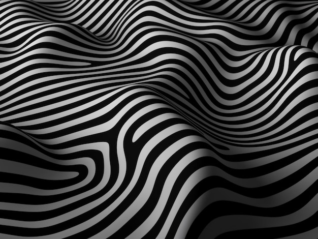 Contemporary design featuring black and white wave stripes pattern