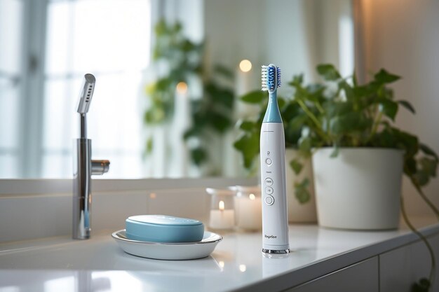 Photo contemporary electric toothbrush in bathroom setting ai