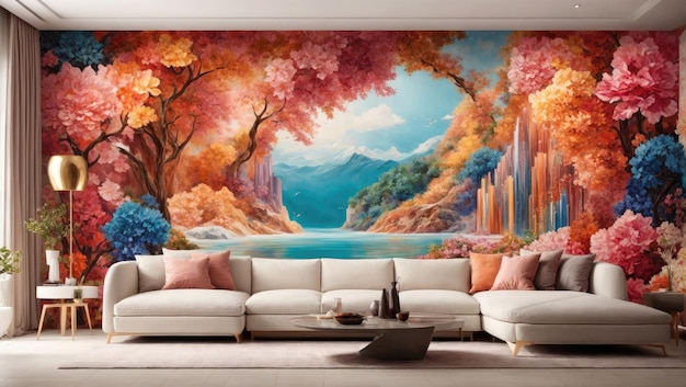 Contemporary Elegance 3D Mural Transforming Interior Spaces