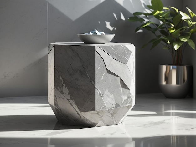 Contemporary Elegance Modern Geometric Gray Granite Stone