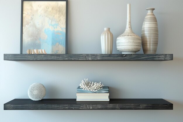 Photo contemporary floating shelves for displaying art o