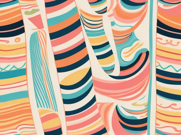 Contemporary Fusion HandDrawn Modern Artistic Stripes Collage Print 5