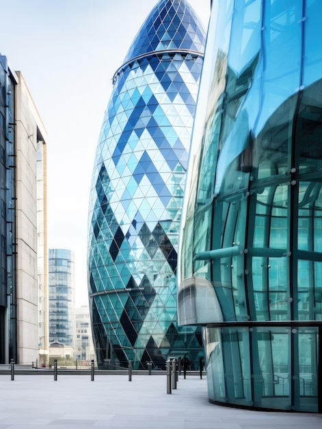 Photo contemporary glass skyscrapers in business hub