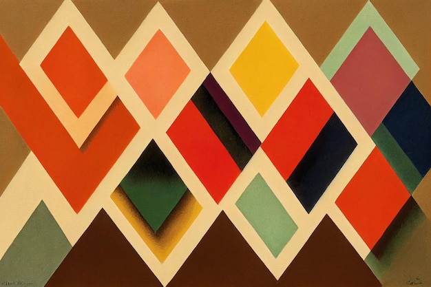 Contemporary gouache of various simple geometric shapes