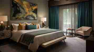 Photo a contemporary guest bedroom wallpaper