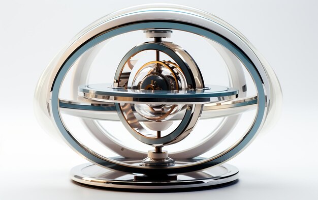 Photo a contemporary gyroscope device on a white background