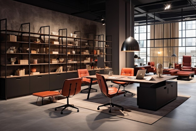 Contemporary home office furniture store interior