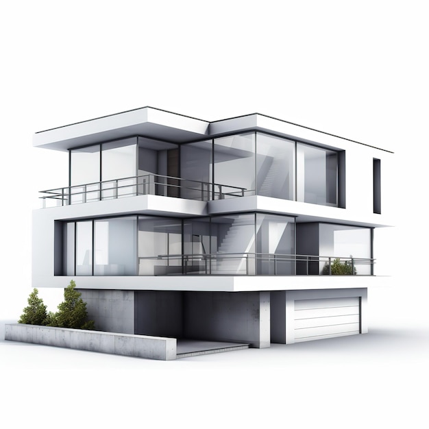 contemporary house on a white background modern house 3d model