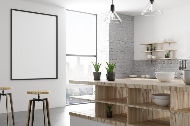 Contemporary kitchen with empty banner