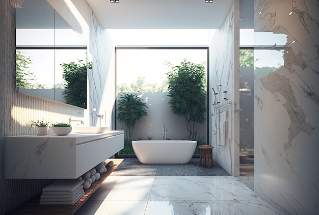 A contemporary light bathrooms interior