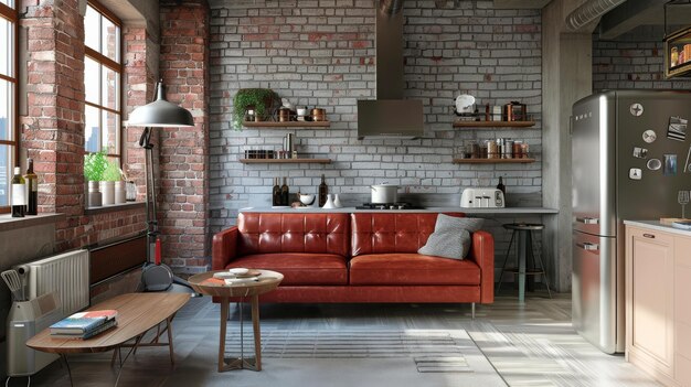 Contemporary Living Room With Large Windows