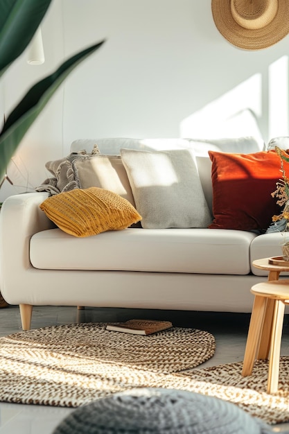 Contemporary living room with natural light and plant decor