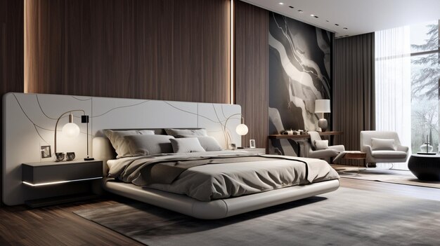 A Contemporary Master Bedroom Feature Background