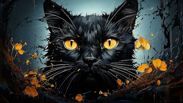 Contemporary Masterpiece in Yellow and Black Cat Style