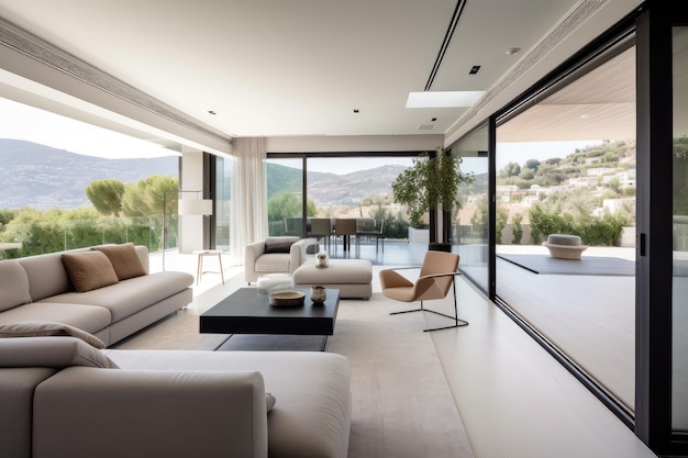 A contemporary mediterranean house with sleek lines and minimalist details created with generative a