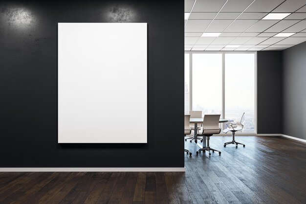 Contemporary meeting room with empty poster