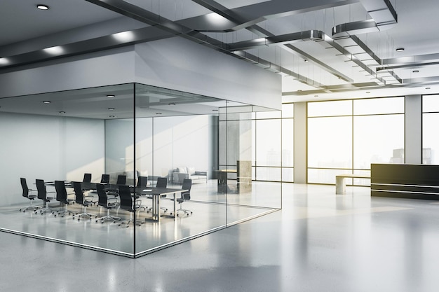 contemporary meeting room with negotiation table