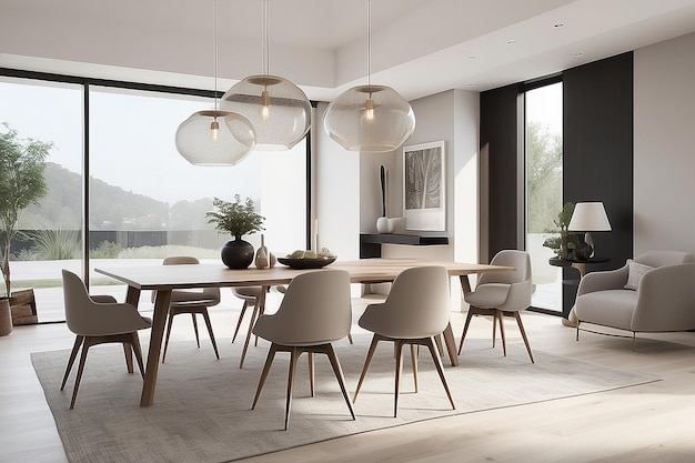 Contemporary Minimalist Dining Room Clean Lines Neutral Tones