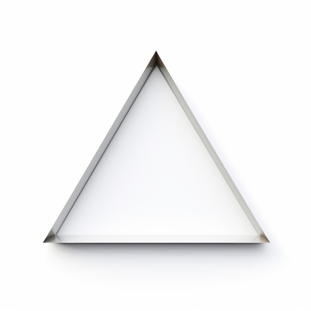 写真 白い背景の現代的なミニマリストの金属三角形