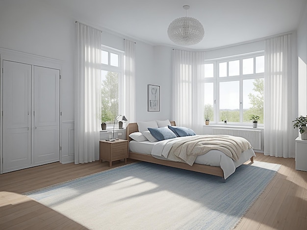 Современный дизайн интерьера спальни Концепция фона интерьера