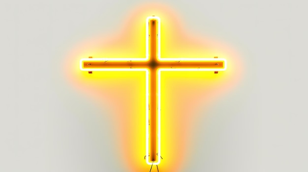 Photo contemporary modern large glowing christian cross