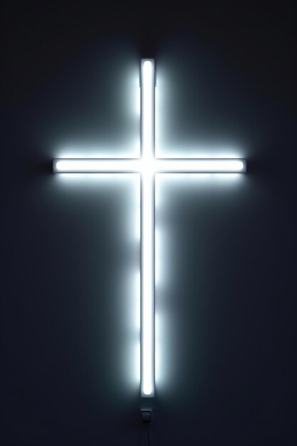 Фото Современный современный большой светящийся христианский крест