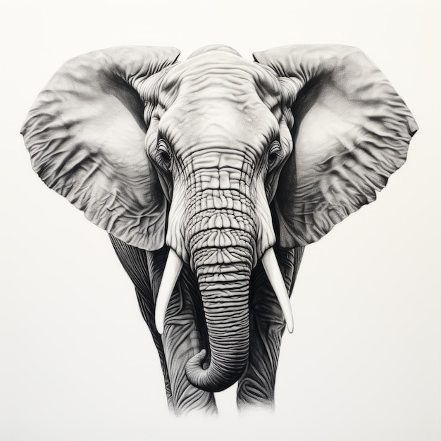 Contemporary Realistic Elephant Head Drawing In Pencil