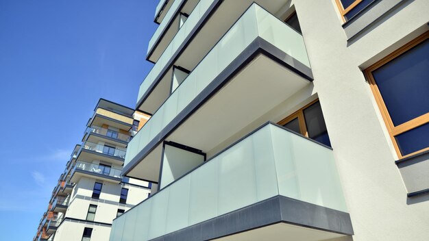 Contemporary residential building exterior in the daylight Modern apartment building