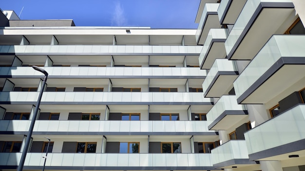 Contemporary residential building exterior in the daylight Modern apartment building