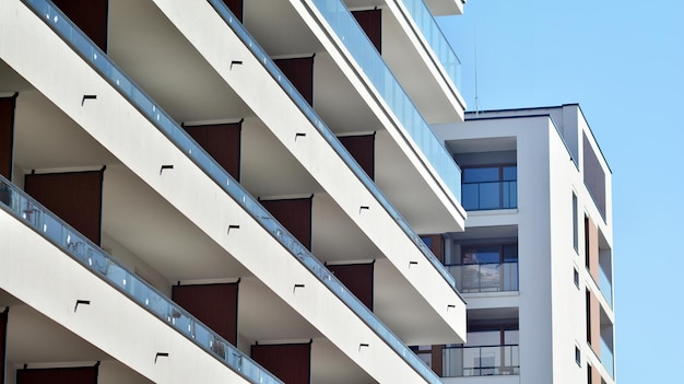 Contemporary residential building exterior in the daylight Modern apartment buildings