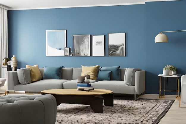 Contemporary Residential Living Room Background Wall Color Powder Blue