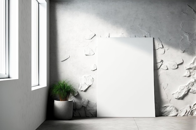 Contemporary room with a blank white billboard A mockup