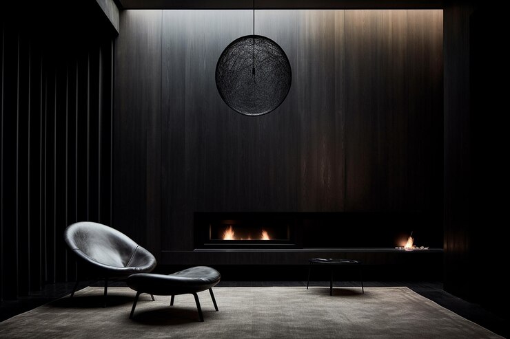 Photo contemporary room with a sleek black accent wall