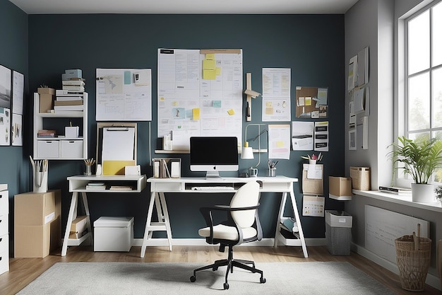 Contemporary room workplace office supplies concept