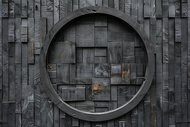 Photo contemporary russian art featuring dark wood patterns and architecture