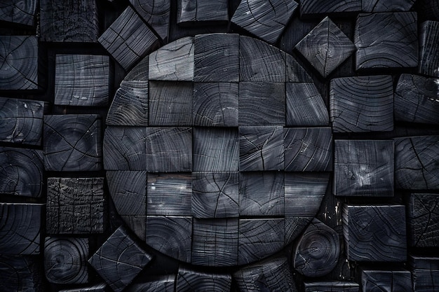 Photo contemporary russian art featuring dark wood patterns and architecture
