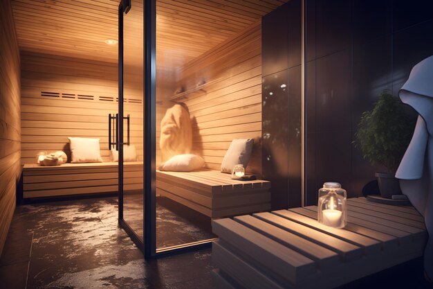 Foto una sala sauna contemporanea