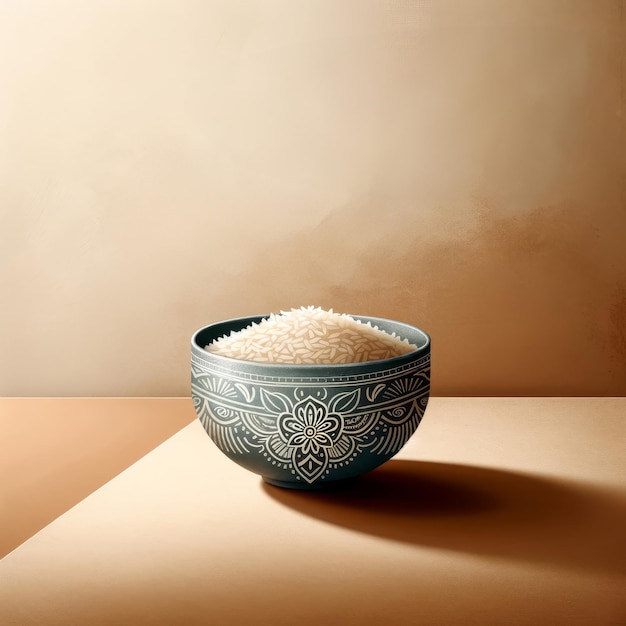 contemporary script above a minimalist illustration of a rice bowl