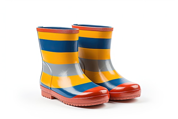 Contemporary striped rubber boot isolated