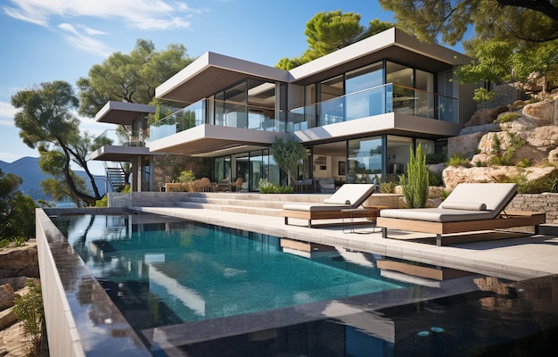 contemporary summer estate with infinity pool