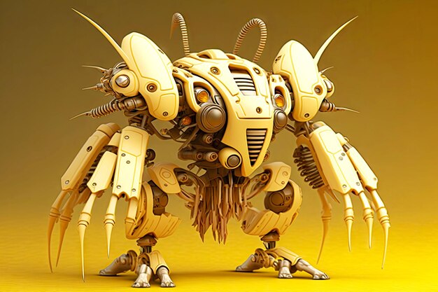 Contemporary technology concept alien robot in yellow beige color generative ai