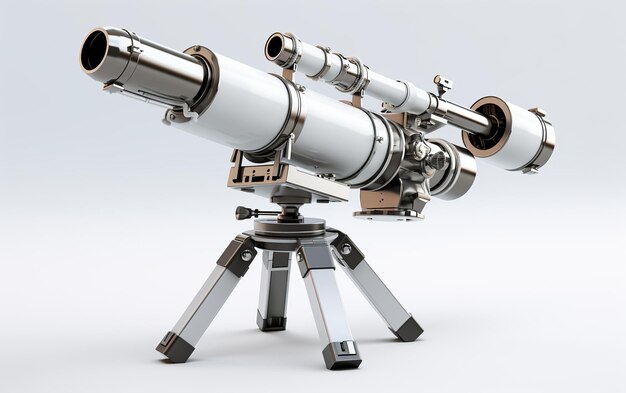 A Contemporary Telescope on a White Background