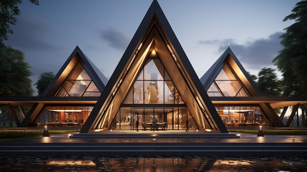 現代的な三角形の形状デザイン、近代建築の生成ai