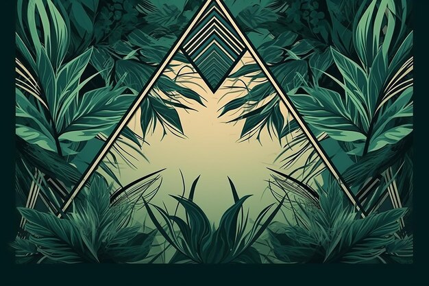 Contemporary triangular plant motif in green palm