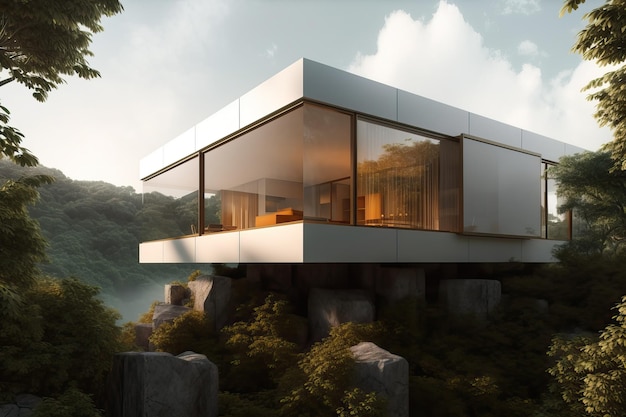 Contemporary unique villa with modern architectural design generative ai