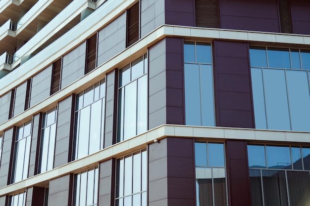 Contemporary ventilation facade exterior with large windows Tiled wall