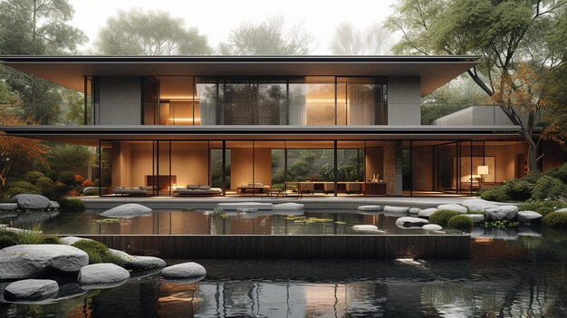 A Contemporary Villa With Reflecting Pool Wallpaper