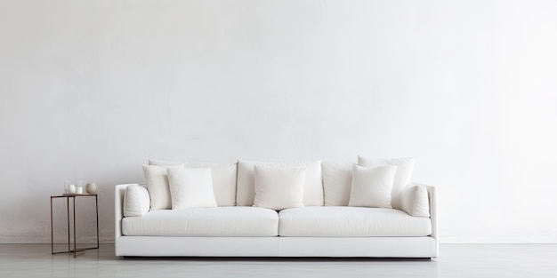 Contemporary white suede sofa on white backdrop