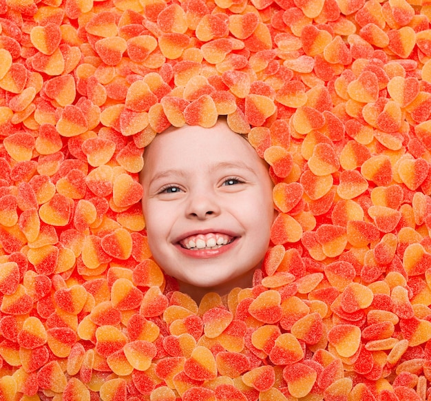 Content child posing in jelly